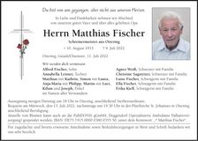 Traueranzeige Matthias Fischer