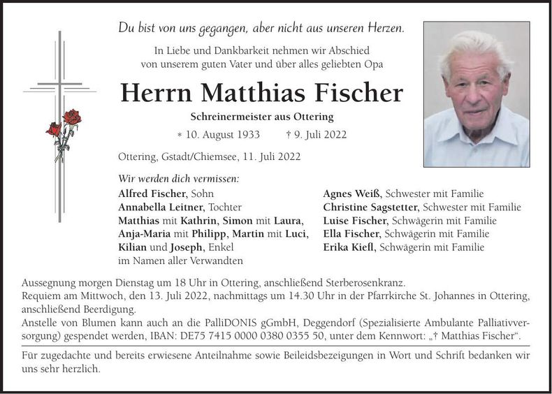 Traueranzeige Matthias Fischer