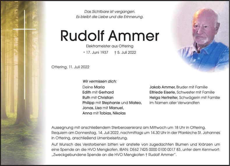 Traueranzeige Rudolf Ammer
