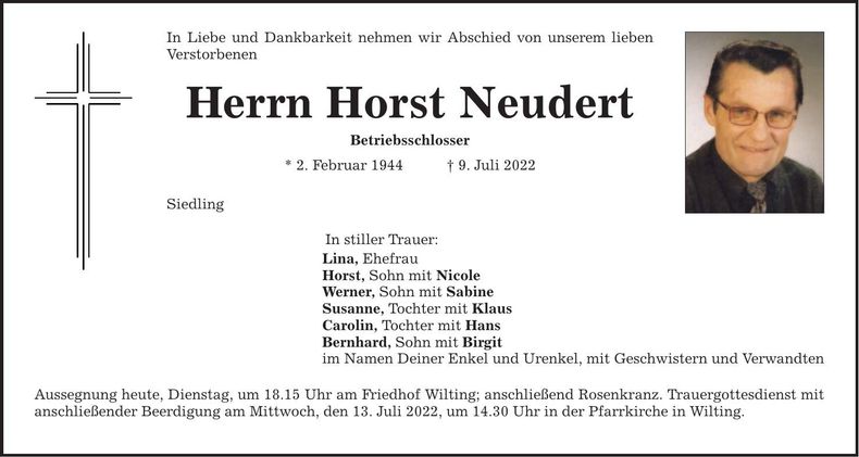 Traueranzeige Horst Neudert