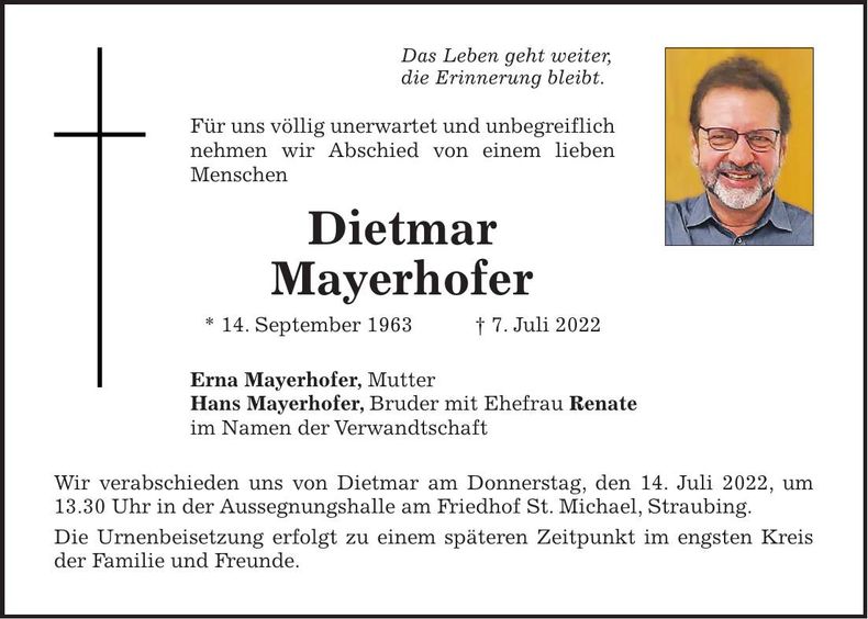 Traueranzeige Dietmar Mayerhofer