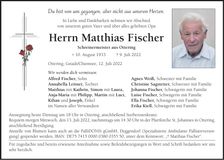 Traueranzeige Matthias Fischer