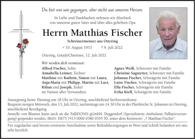 Traueranzeige Matthias Fischer