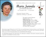 Traueranzeige Maria Jurenda