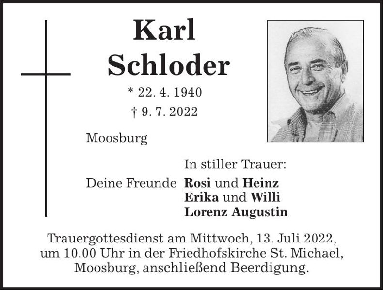 Traueranzeige Karl Schloder