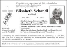 Traueranzeige Elisabeeth Schandl