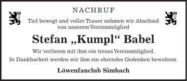 Traueranzeige Stefan Babel