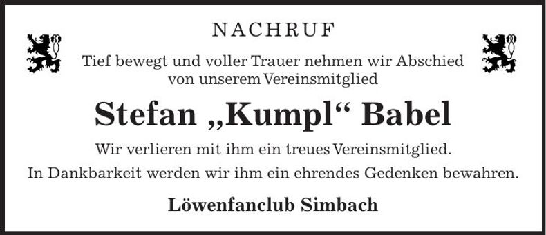 Traueranzeige Stefan Babel