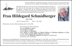 Traueranzeige Hildegard Schmidberger
