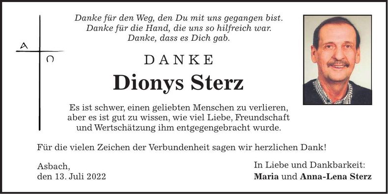Traueranzeige Dionys Sterz