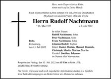 Traueranzeige Rudolf Nachtmann
