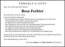 Traueranzeige Rosa Fechter
