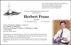 Traueranzeige Herbert Franz