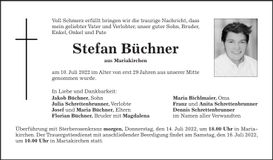 Traueranzeige Stefan Büchner