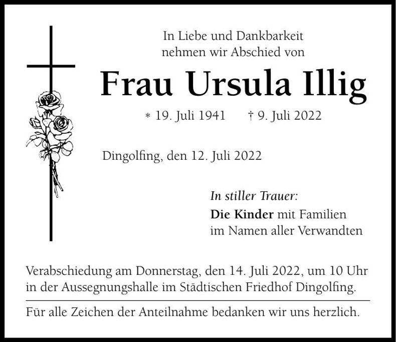 Traueranzeige Ursula Illig