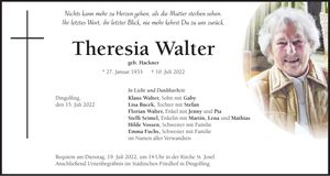 Traueranzeige Theresia Walter