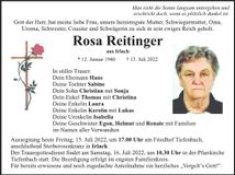 Traueranzeige Rosa Reitinger
