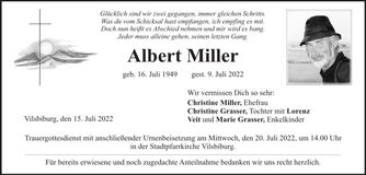 Traueranzeige Albert Miller