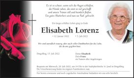 Traueranzeige Elisabeth Lorenz
