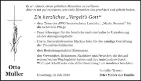 Traueranzeige Otto Müller