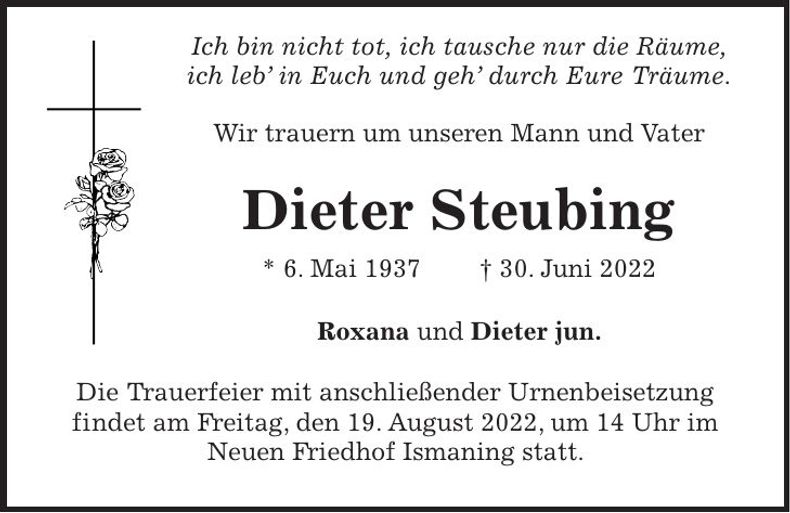 Traueranzeige Dieter Steubing
