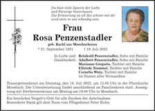 Traueranzeige Rosa Penzenstadler