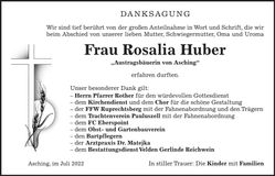Traueranzeige Rosalia Huber
