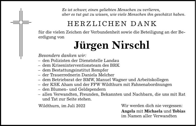 Traueranzeige Jürgen Nirschl