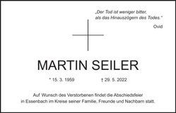 Traueranzeige Martin Seiler