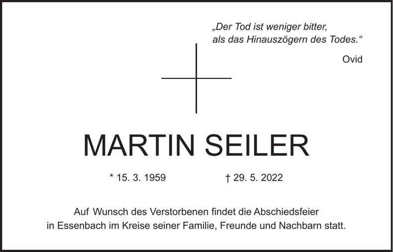 Traueranzeige Martin Seiler