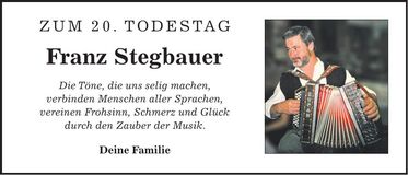 Traueranzeige Franz Stegbauer