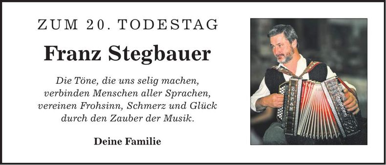 Traueranzeige Franz Stegbauer
