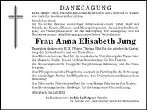 Traueranzeige Anna Elisabeth Jung