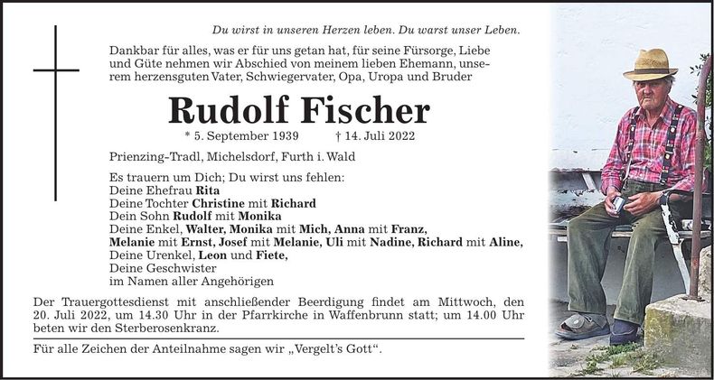 Traueranzeige Rudolf Fischer