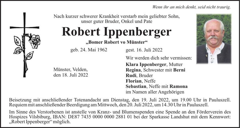 Traueranzeige Robert Ippenberger