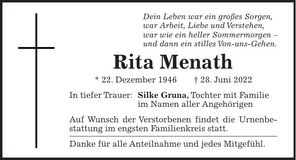 Traueranzeige Dieter Menath