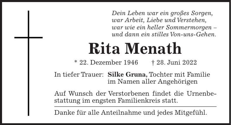 Traueranzeige Dieter Menath