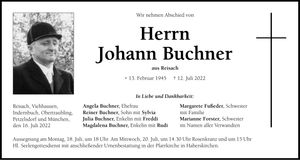 Traueranzeige Rudi Buchner