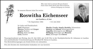 Traueranzeige Roswitha Eichenseer