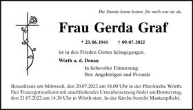 Traueranzeige Gerda Graf