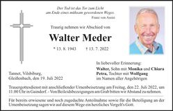 Traueranzeige Walter Meder