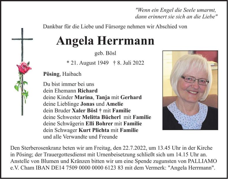Traueranzeige Angela Herrmann