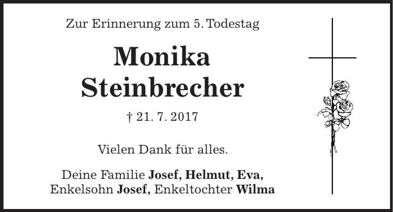 Traueranzeige Monika Steinbrecher