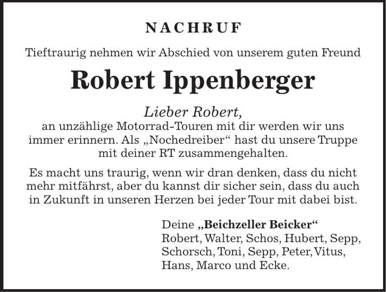 Traueranzeige Robert Ippenberger