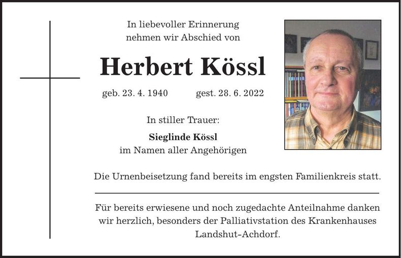 Traueranzeige Herbert Kössl