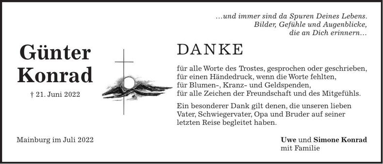 Traueranzeige Günter Konrad