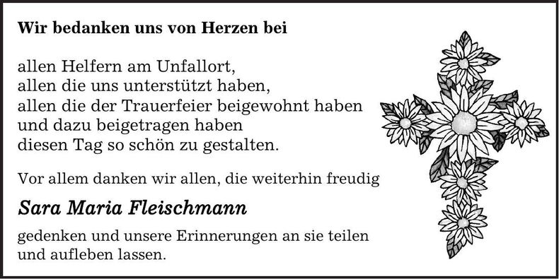 Traueranzeige Sara Fleischmann