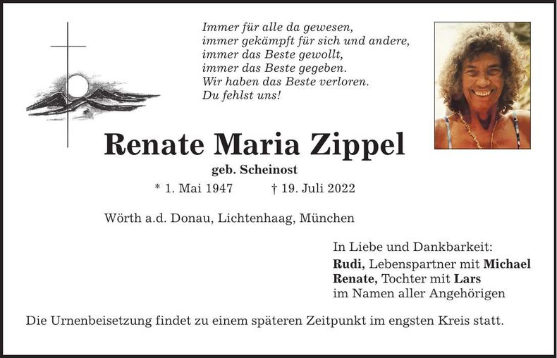 Traueranzeige Renate Zippel
