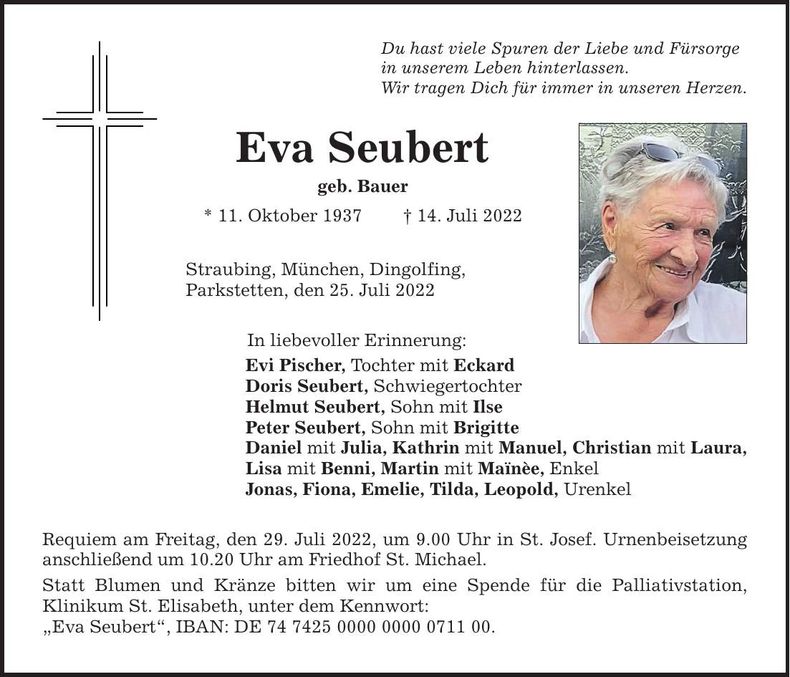 Traueranzeige Eva Seubert