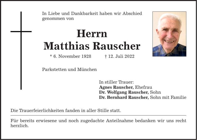 Traueranzeige Matthias Rauscher